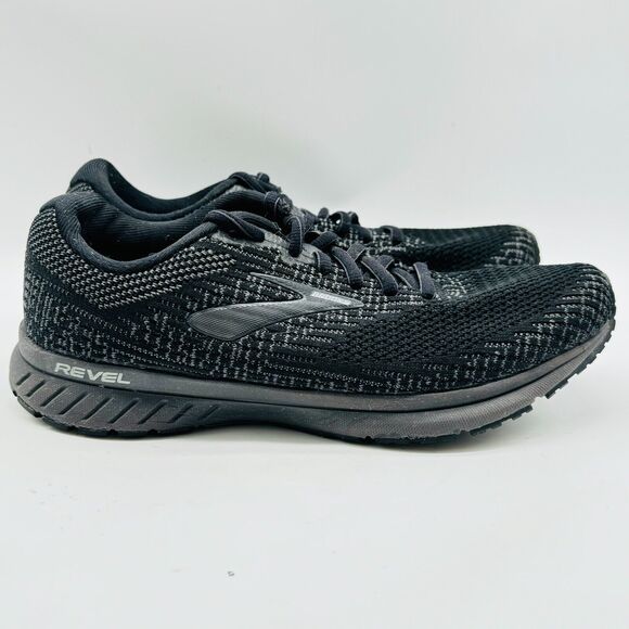 Brooks Revel 3 Mens 8 Black Gray Knit Running Shoes Athletic Sneaker Gym Trainer - Picture 1 of 13